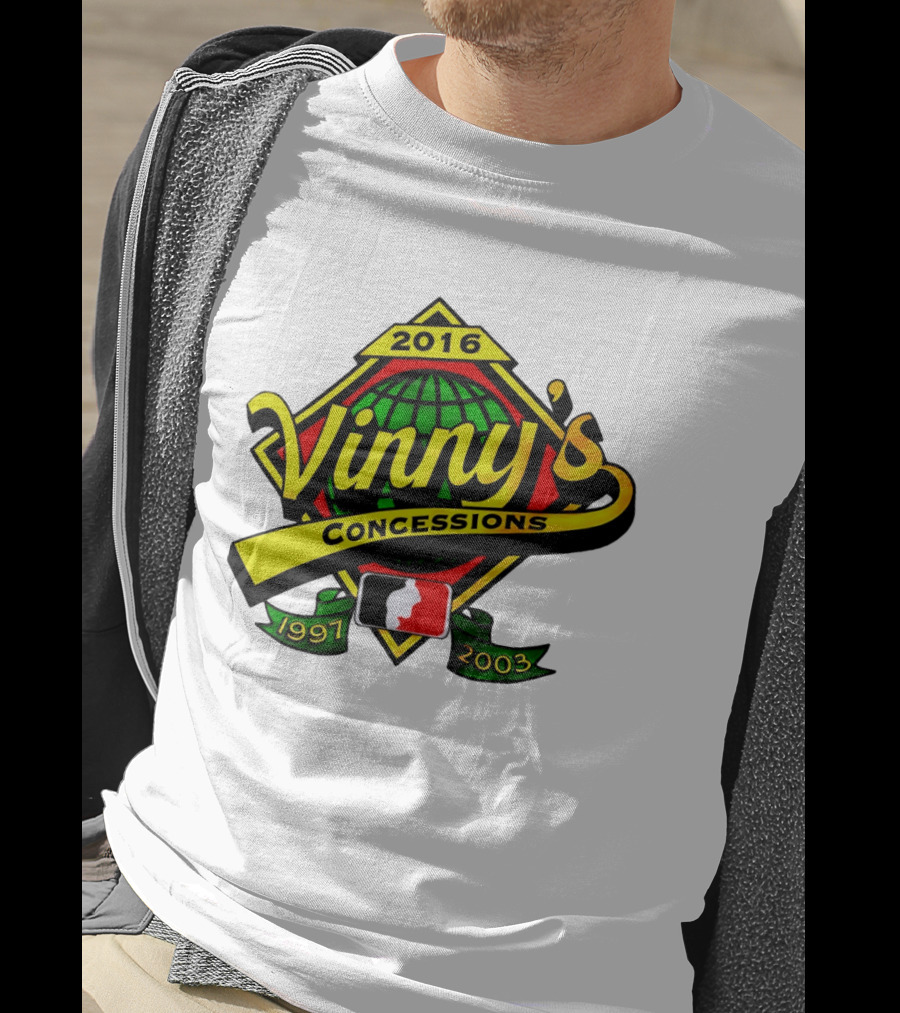 Vinny's Concessions 1997 2003 2016 Globe Ribbon T-Shirt