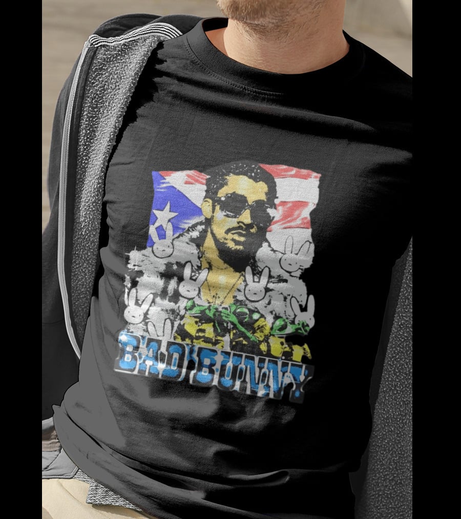 Bad Bunny Puerto Rican Flag Bunny Icon Latin Music T-Shirt