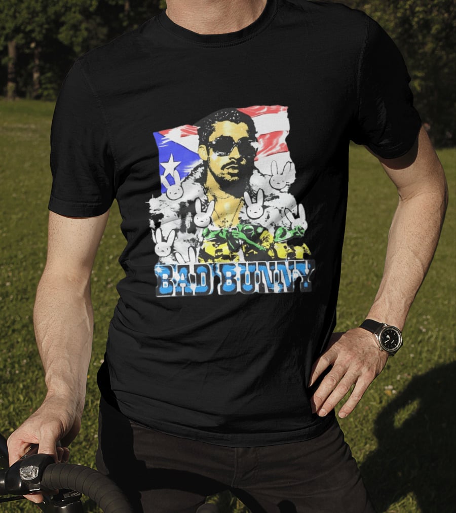 Bad Bunny Puerto Rican Flag Bunny Icon Latin Music T-Shirt