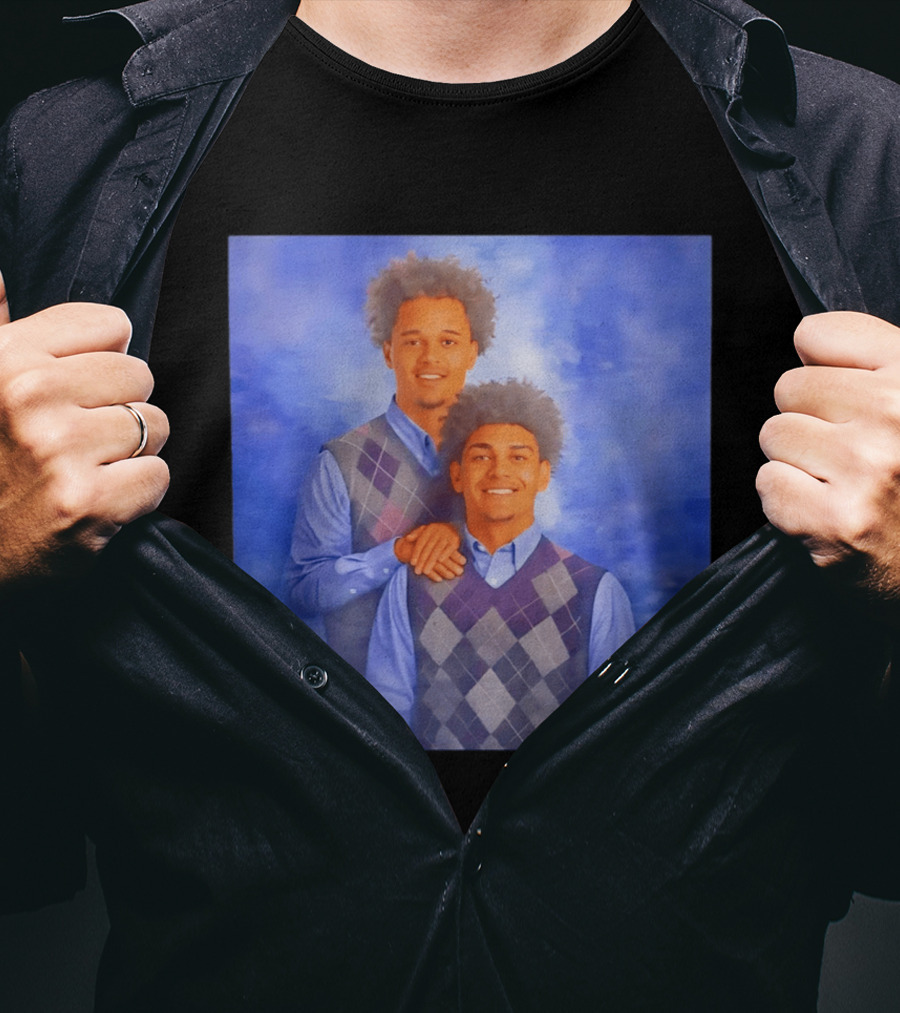 Brayden Burries Koa Peat Step Brothers Argyle Sweater Blue T-Shirt