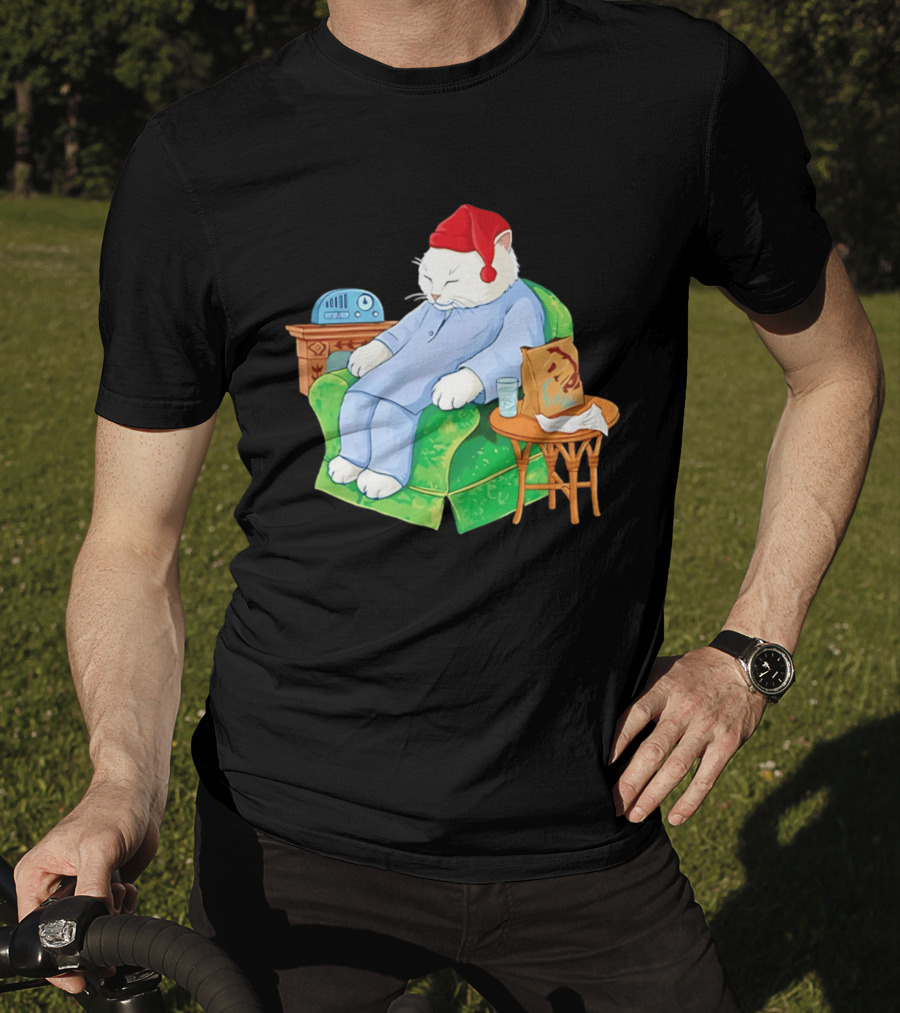 Sleepytime Cat Cartoon Cozy Scene With Tacos T-Shirt
