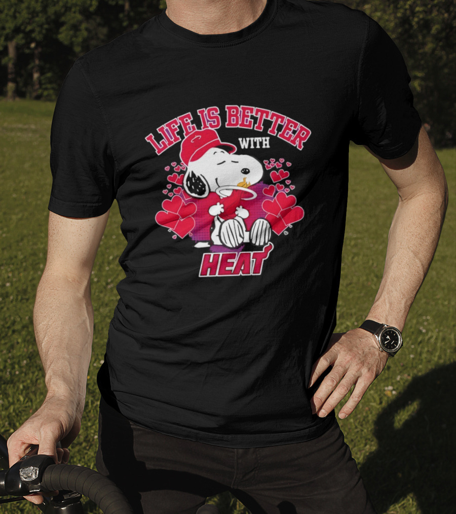 Life Is Better With Heat Snoopy Miami Heat Hearts T-Shirt