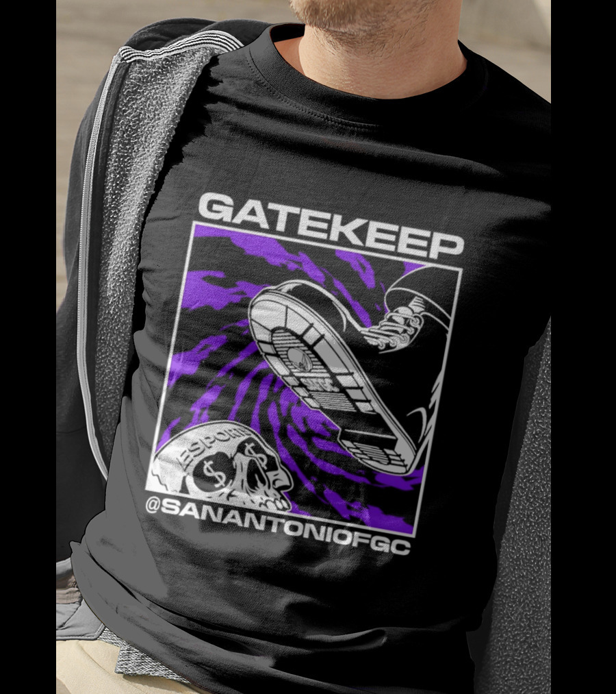 Gatekeep San Antonio Fighting Game Community Sneaker Skull T-Shirt