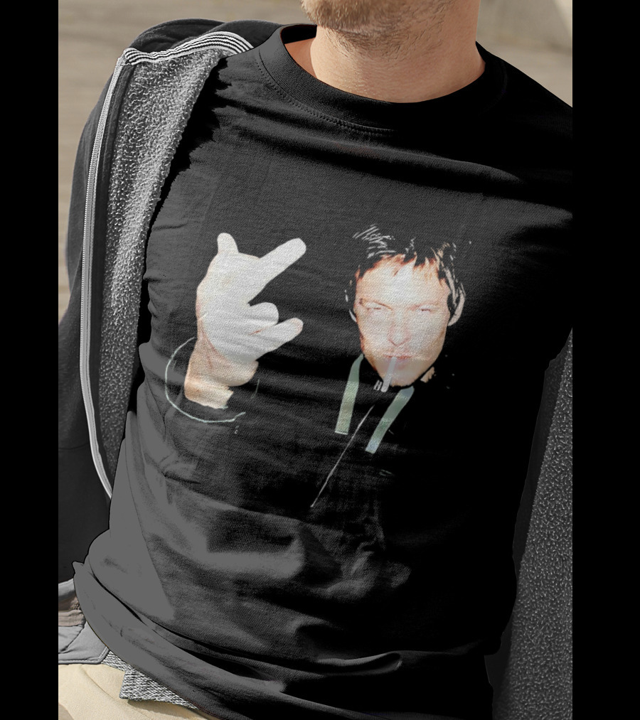 Norman Reedus The Walking Dead Daryl Dixon Middle Finger Smoking T-Shirt