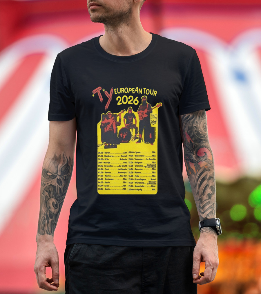TY European Tour 2026 Band Tour Dates T-Shirt