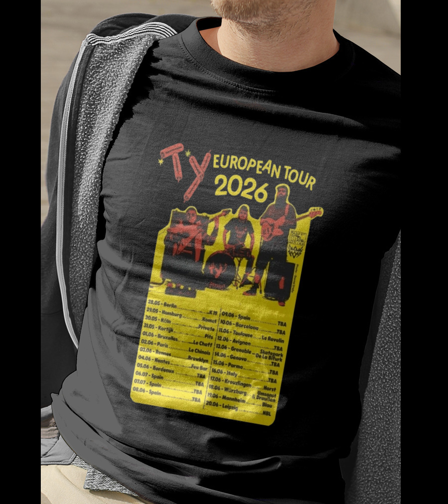 TY European Tour 2026 Band Tour Dates T-Shirt