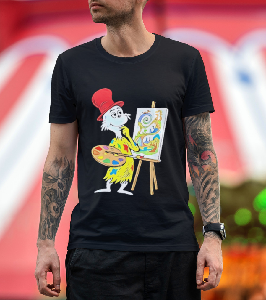 Sam I Am Red Hat Palette Painting Easel Whimsical Scene T-Shirt