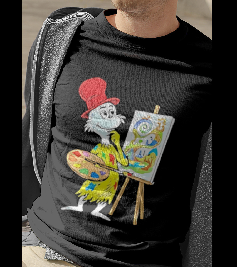 Sam I Am Red Hat Palette Painting Easel Whimsical Scene T-Shirt
