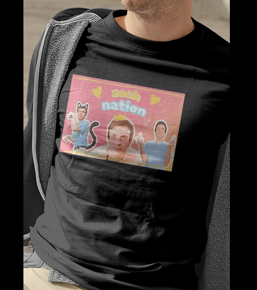 Zach Nation Zachary Sobania Cat Ears Crown Hearts Fun T-Shirt