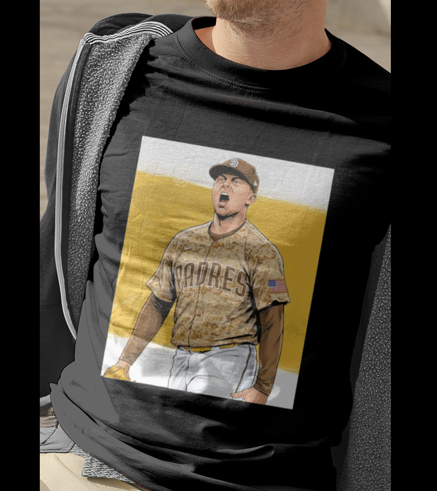 San Diego Padres Camouflage Uniform With Nike And American Flag T-Shirt