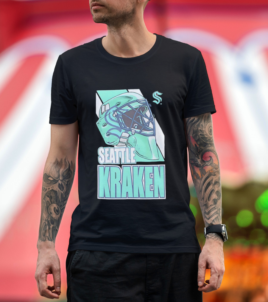 Seattle Kraken NHL Helmet Bucket Head Team T-Shirt