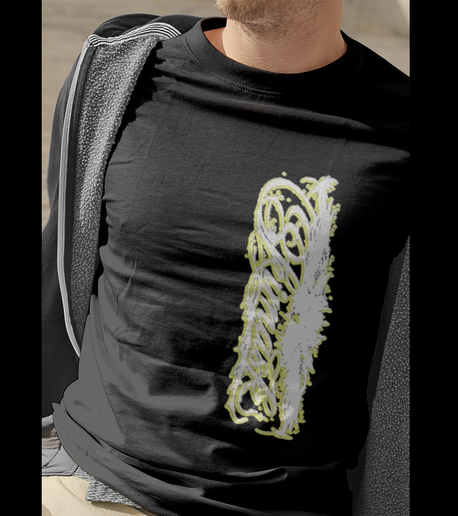 Ski Mask Script Neon Yellow Graffiti Style Vertical T-Shirt