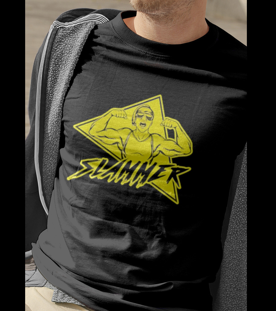 Slammer Muscle Man Headband Sunglasses Flexing Pose T-Shirt