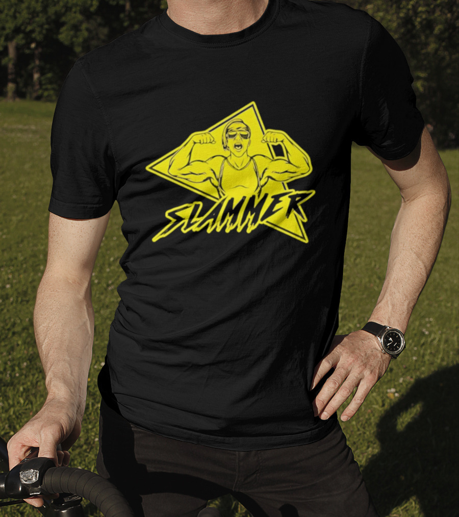 Slammer Muscle Man Headband Sunglasses Flexing Pose T-Shirt