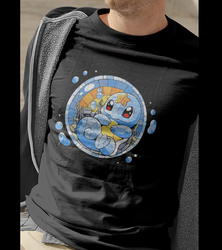 Squirtle Stained Glass Window Pokemon T-Shirt