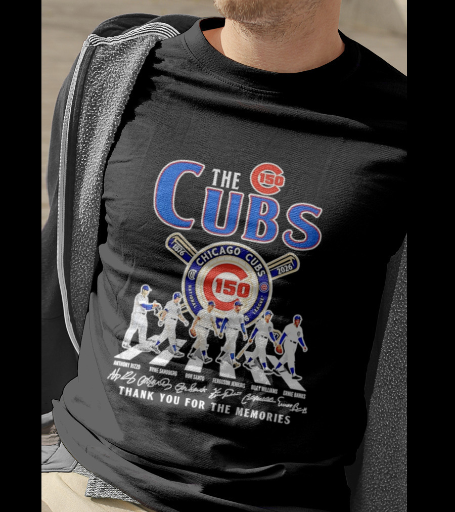Chicago Cubs 150th Anniversary Thank You For The Memories Signatures T-Shirt