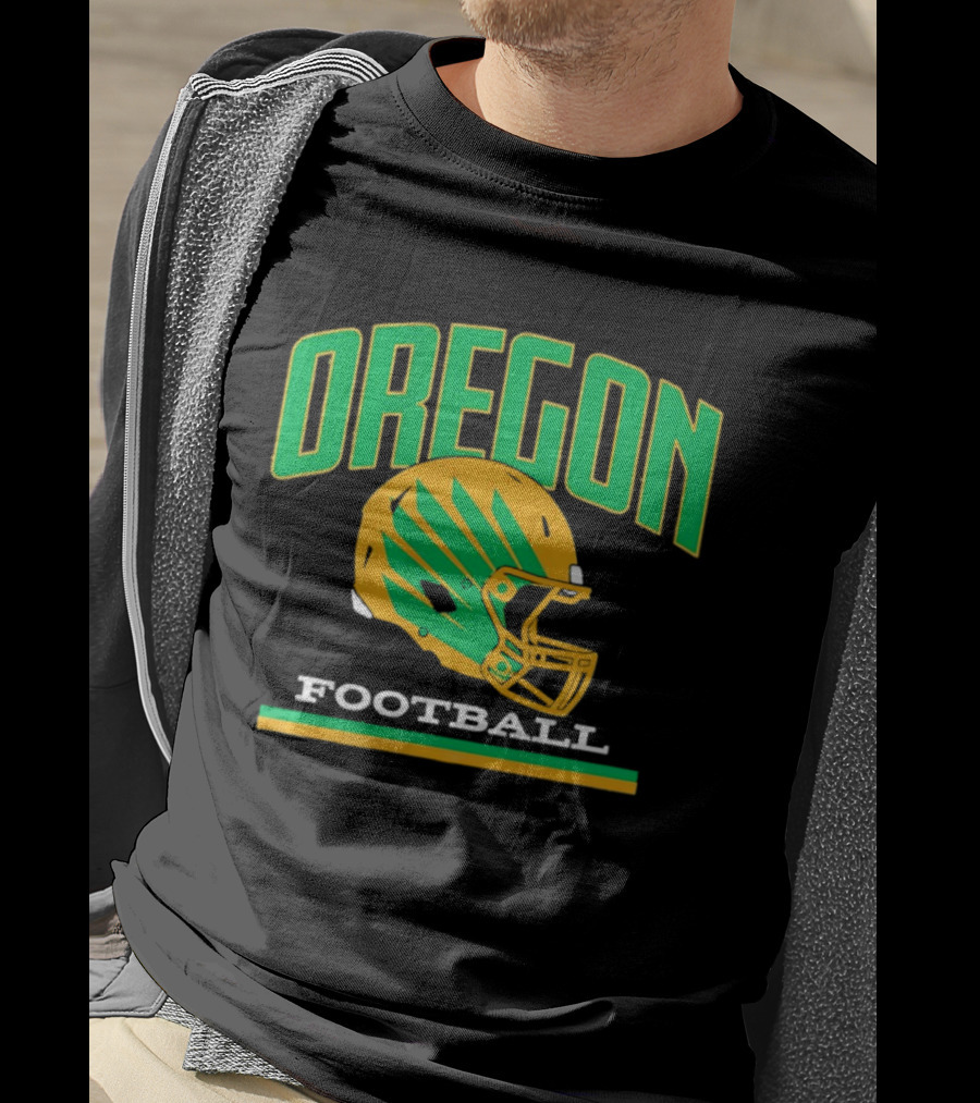 Oregon Football Green Yellow Helmet Iconic Team T-Shirt