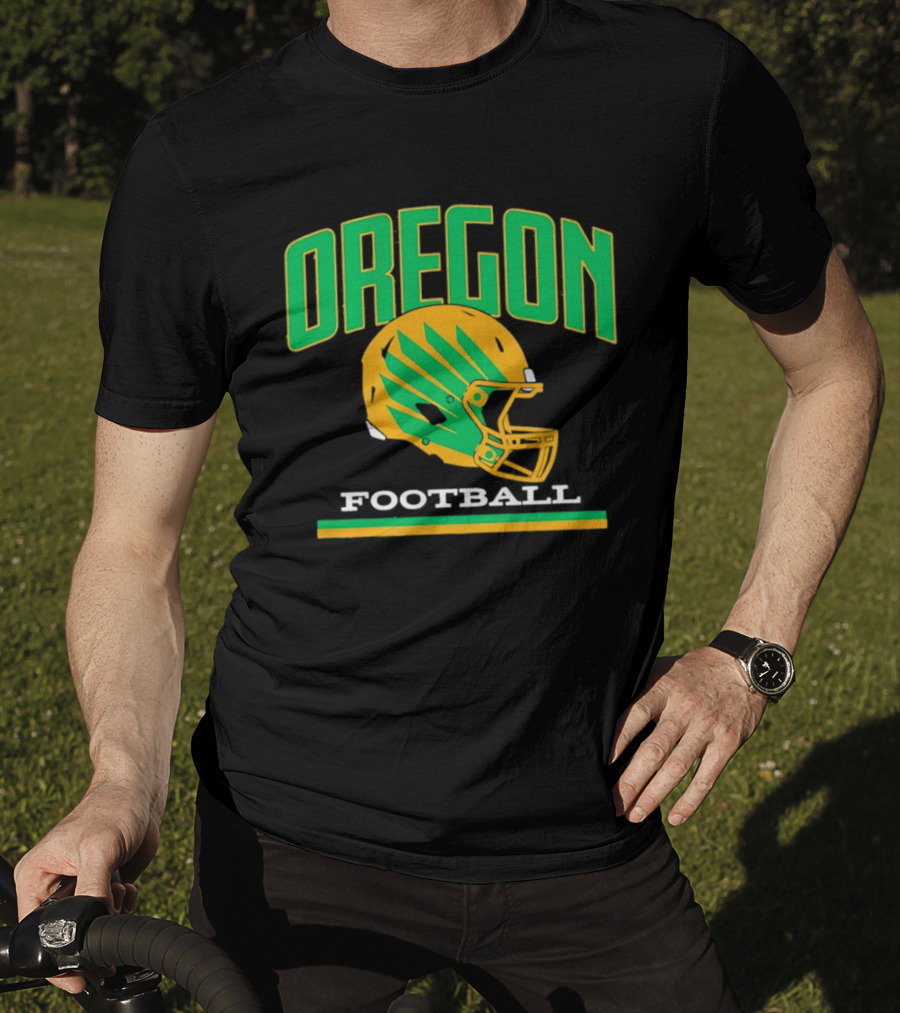 Oregon Football Green Yellow Helmet Iconic Team T-Shirt