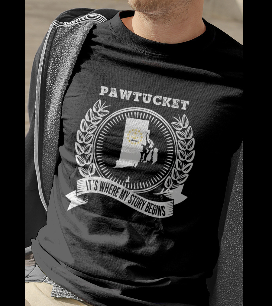 Pawtucket Rhode Island It's Where My Story Begins Map And Anchor T-Shirt