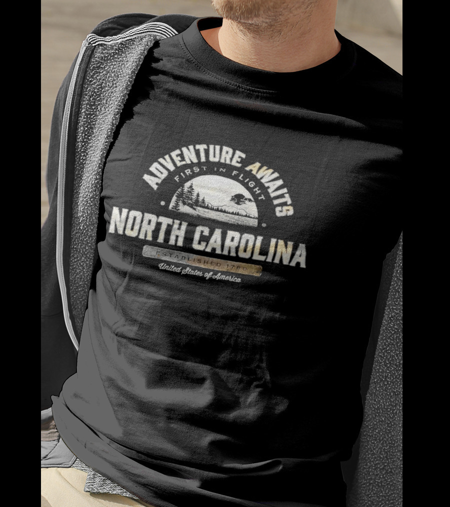 Adventure Awaits North Carolina First In Flight United States Established 1789 T-Shirt