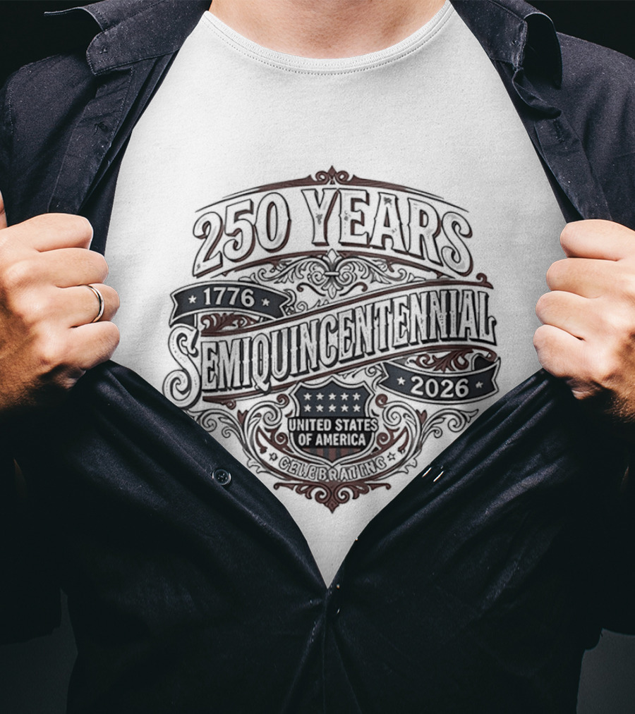 250 Years Semiquincentennial 1776 2026 United States Of America Vintage Banner Stars T-Shirt