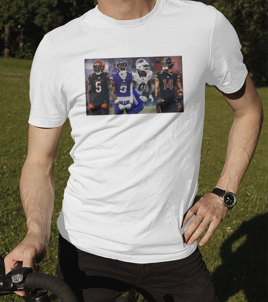 Bengals Vikings Bills Falcons Buckeyes Football Players NFL Collage T-Shirt