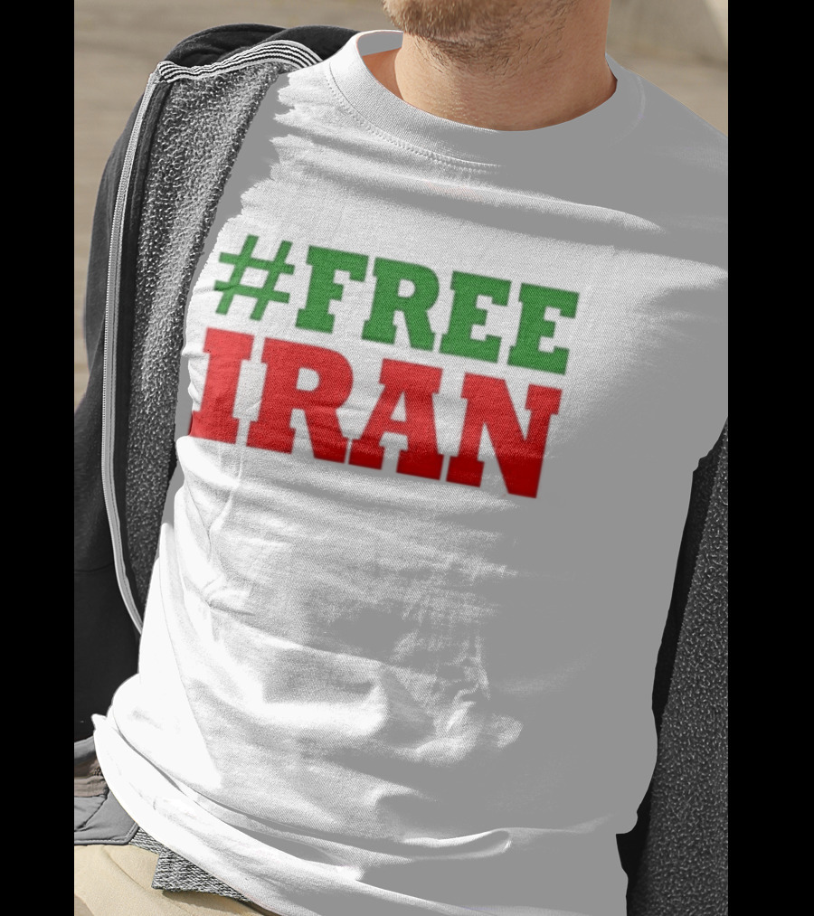#FREE IRAN Green Red Text Bold Message T-Shirt