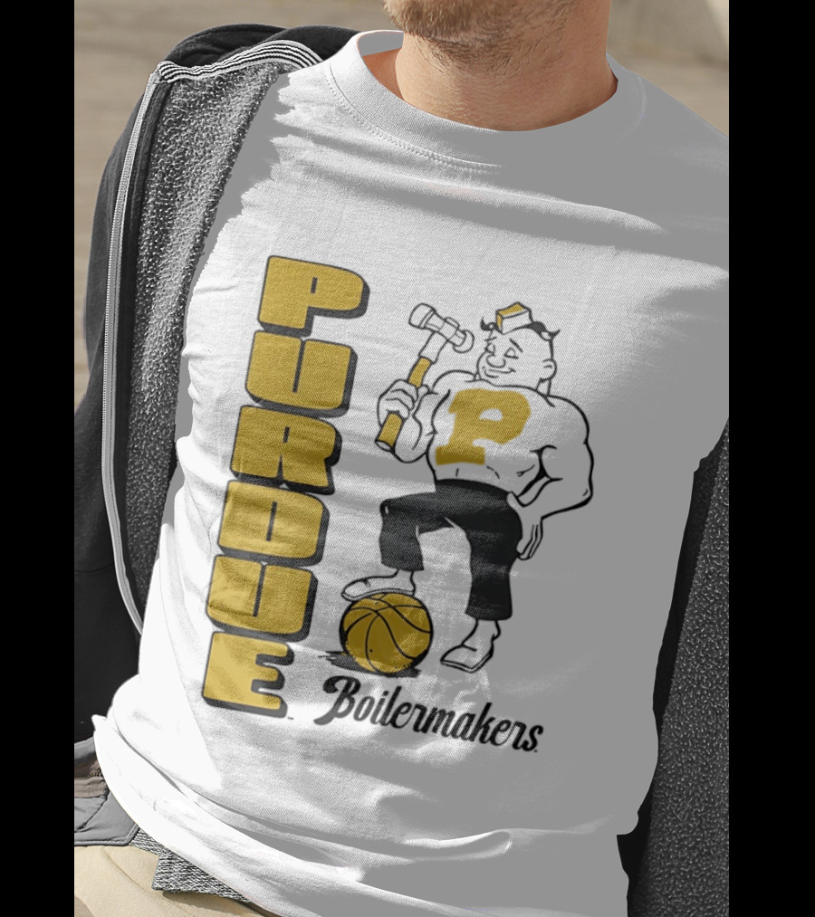 Purdue Boilermakers Basketball Hammer 1970s Retro Team T-Shirt