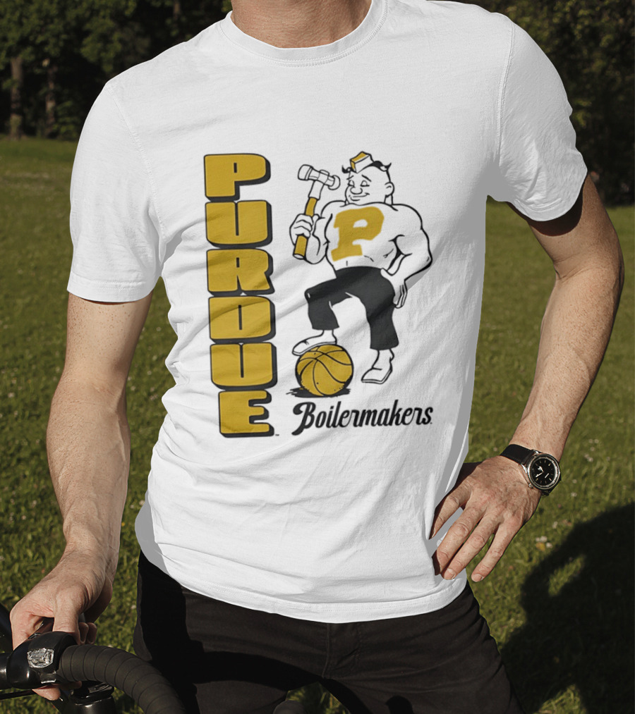 Purdue Boilermakers Basketball Hammer 1970s Retro Team T-Shirt