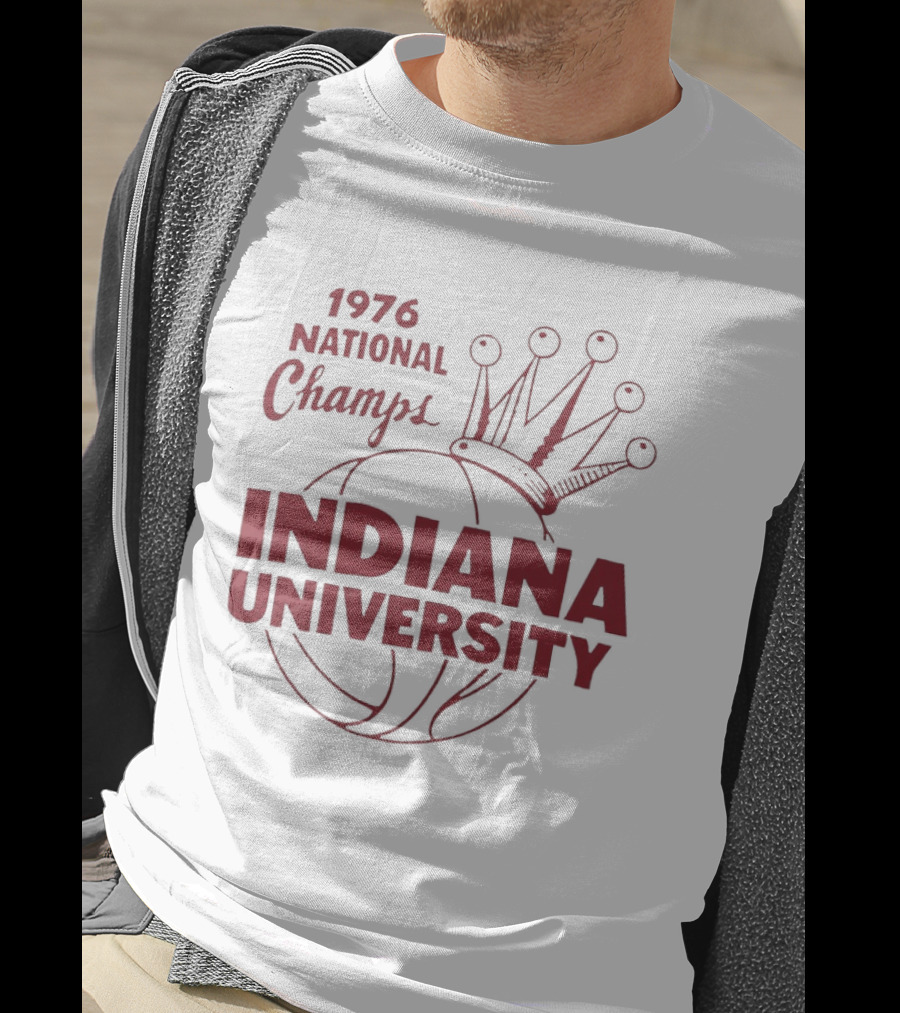 Indiana University 1976 National Champs Basketball Crown T-Shirt