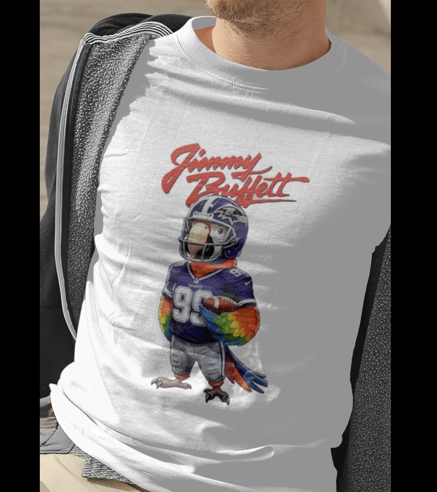 Jimmy Buffett Baltimore Ravens Parrot Jersey Number 99 Football T-Shirt
