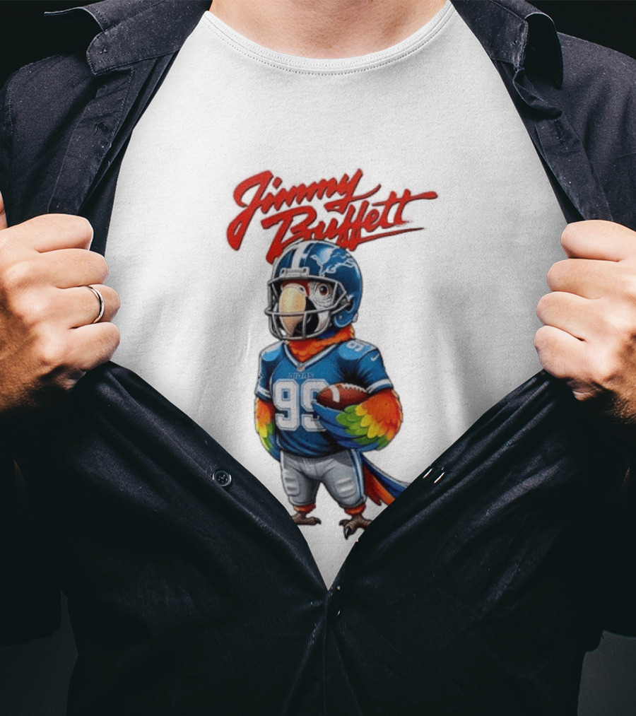 Jimmy Buffett Detroit Lions Parrot 99 Football Team Spirit T-Shirt