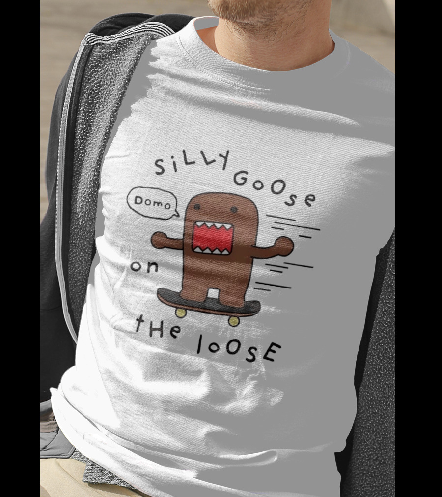Silly Goose On The Loose Cute Brown Character Skateboarding Fun T-Shirt
