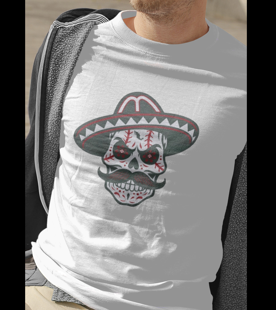 Skull Calaveras Mexico Sombrero Sugar Skull Baseball T-Shirt