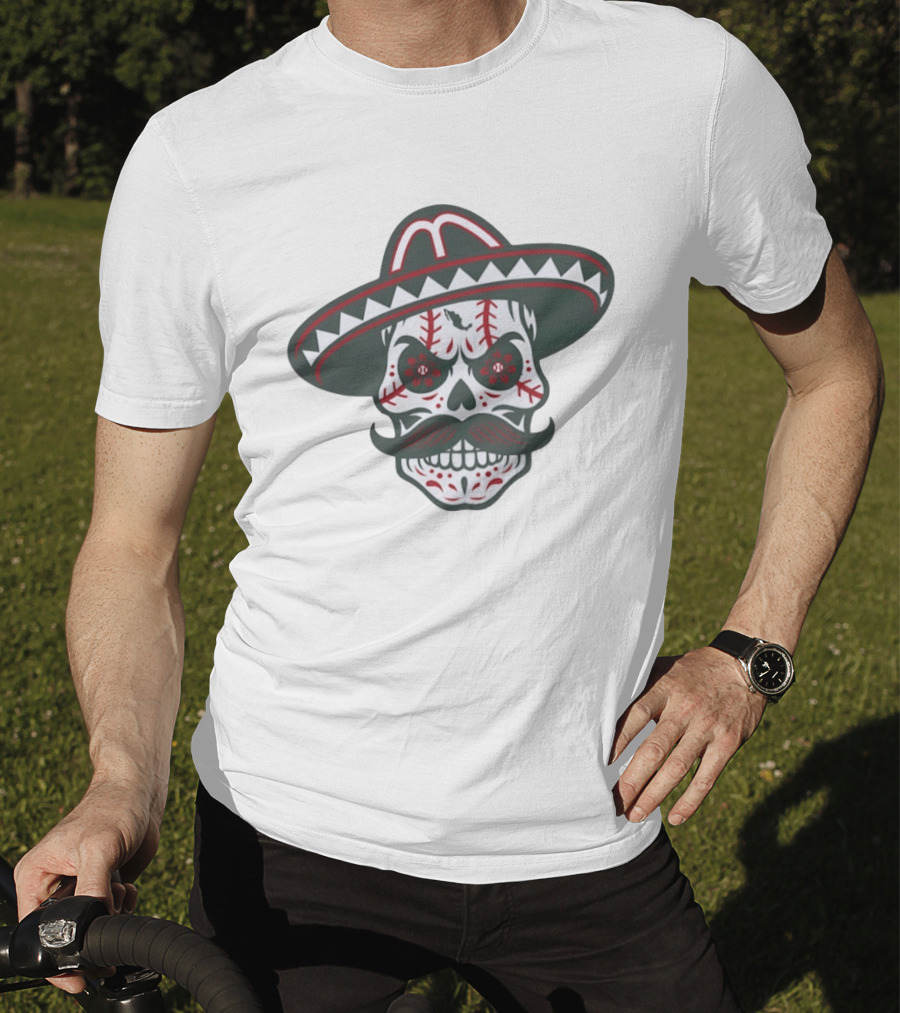Skull Calaveras Mexico Sombrero Sugar Skull Baseball T-Shirt