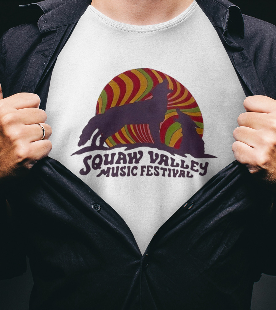 Squaw Valley Music Festival Psychedelic Wolf And Sunburst T-Shirt