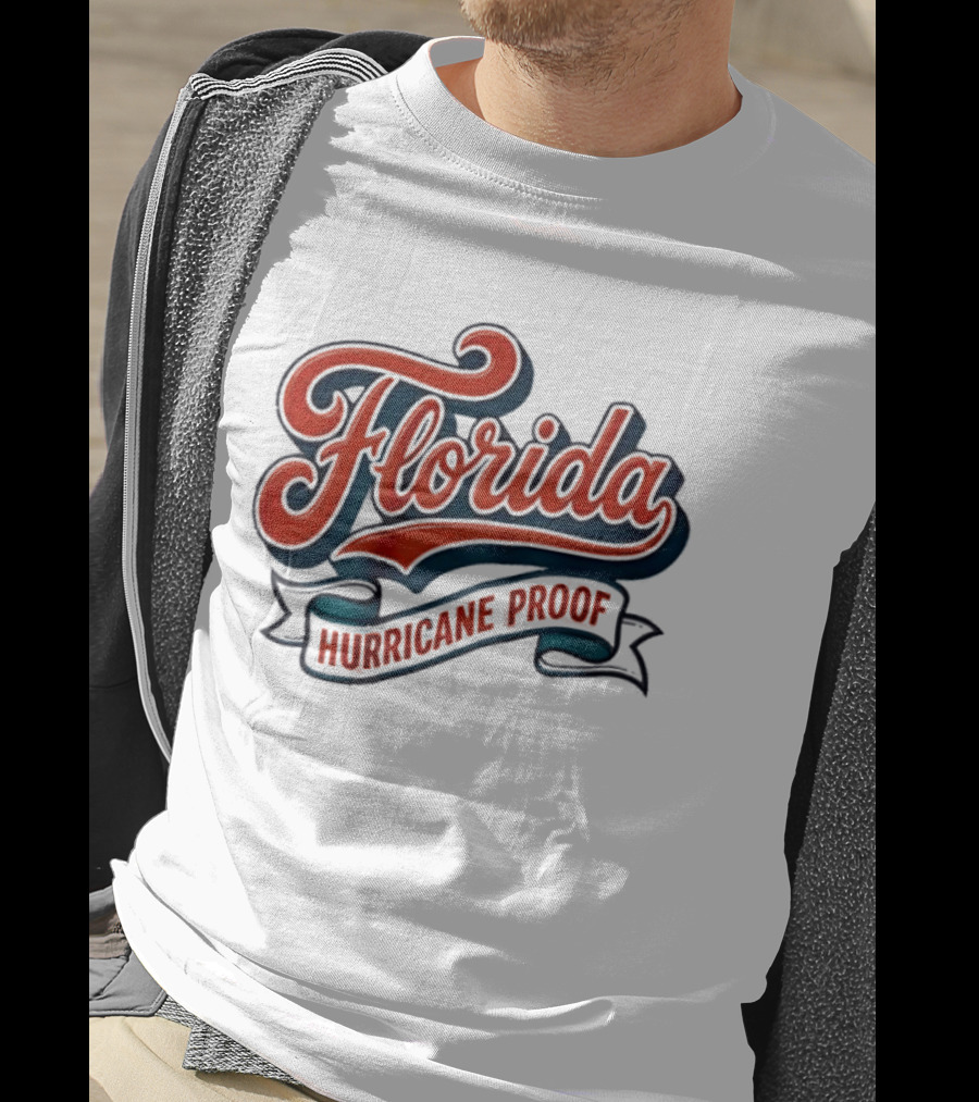Florida Hurricane Proof Script Ribbon T-Shirt