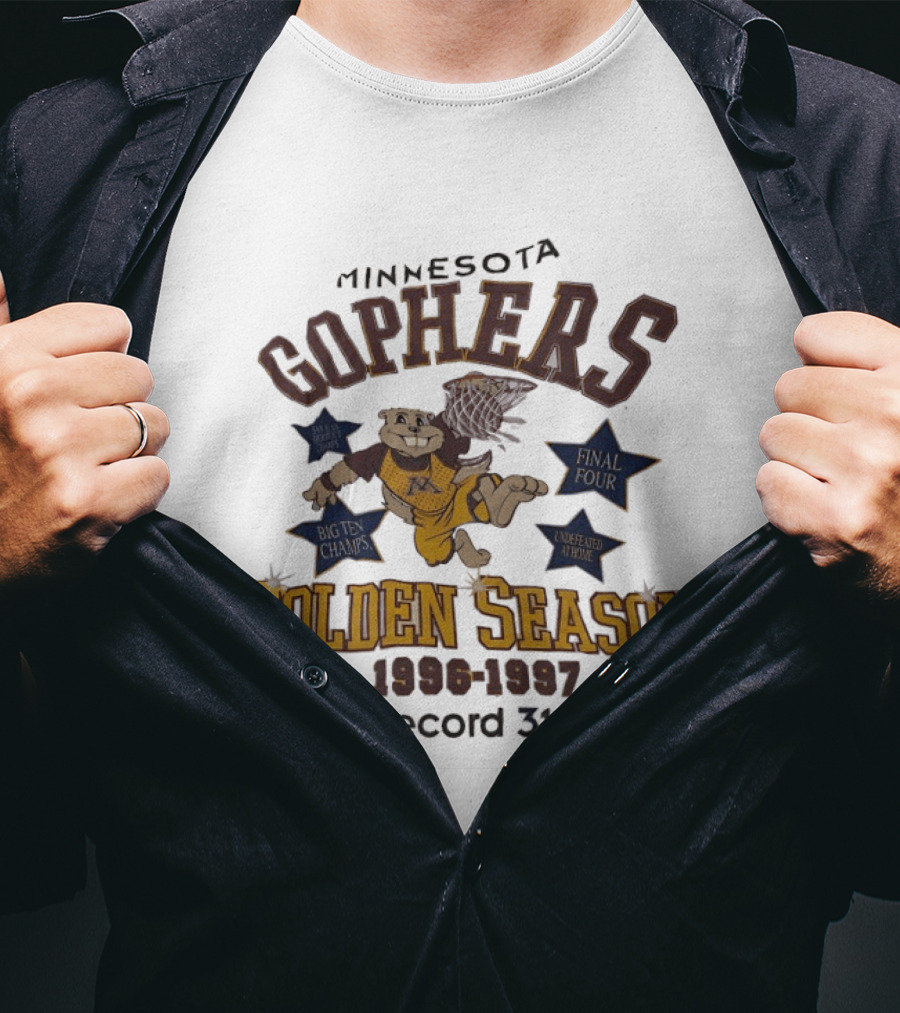 Minnesota Golden Gophers Golden Season 1996 1997 Record 31 4 No. 3 AP Ranking Coach Year T-Shirt