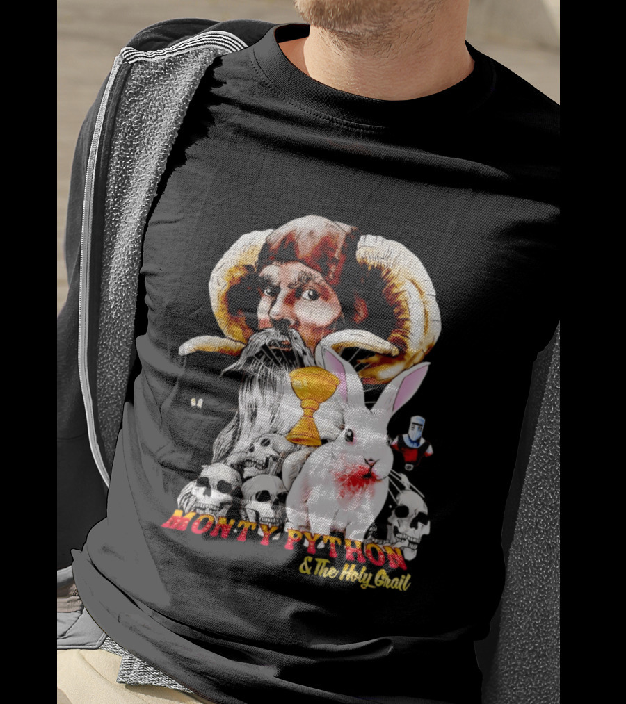 Monty Python And The Holy Grail Tim The Enchanter Killer Rabbit Grail Skulls T-Shirt