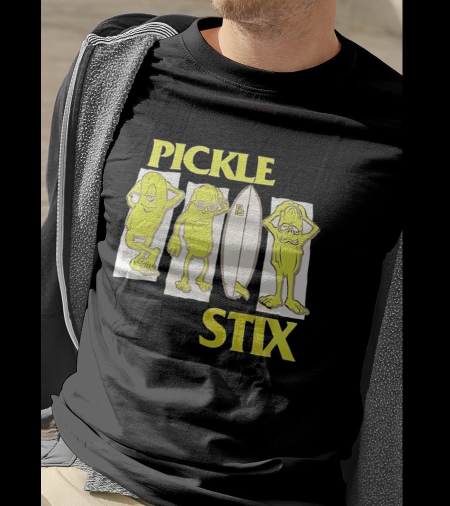 Pickle Stix Surfboard Vacation Characters T-Shirt
