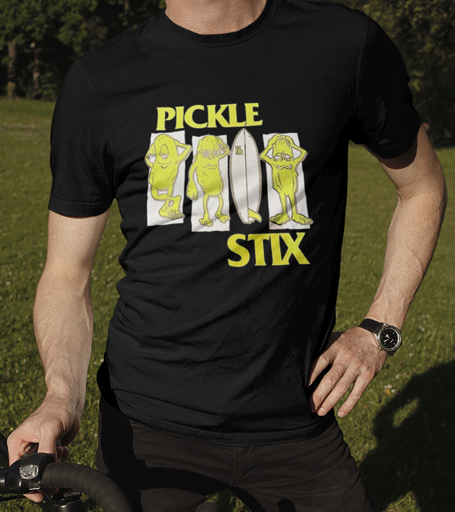 Pickle Stix Surfboard Vacation Characters T-Shirt