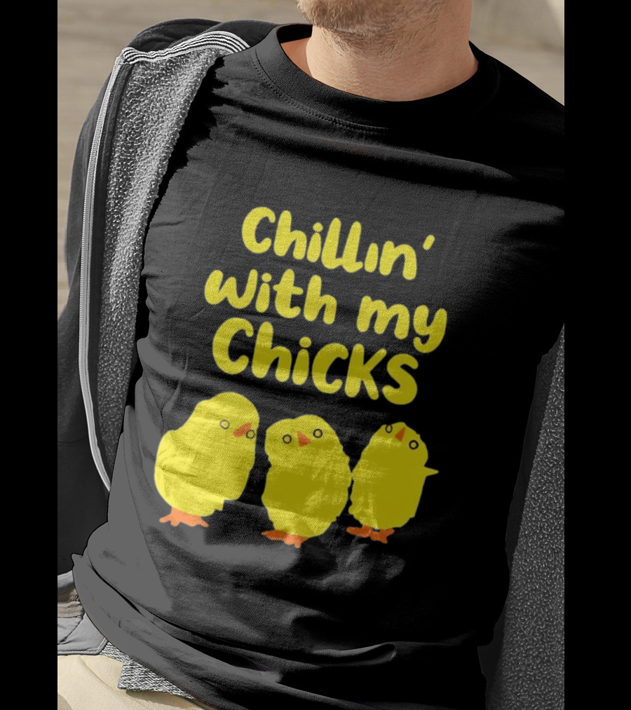 Chillin' With My Chicks Cute Yellow Cartoon Birds T-Shirt