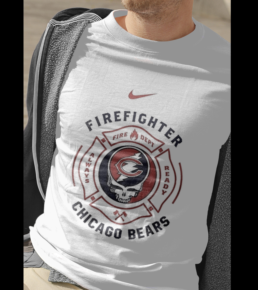 Nike Firefighter Chicago Bears Grateful Dead Collaboration T-Shirt