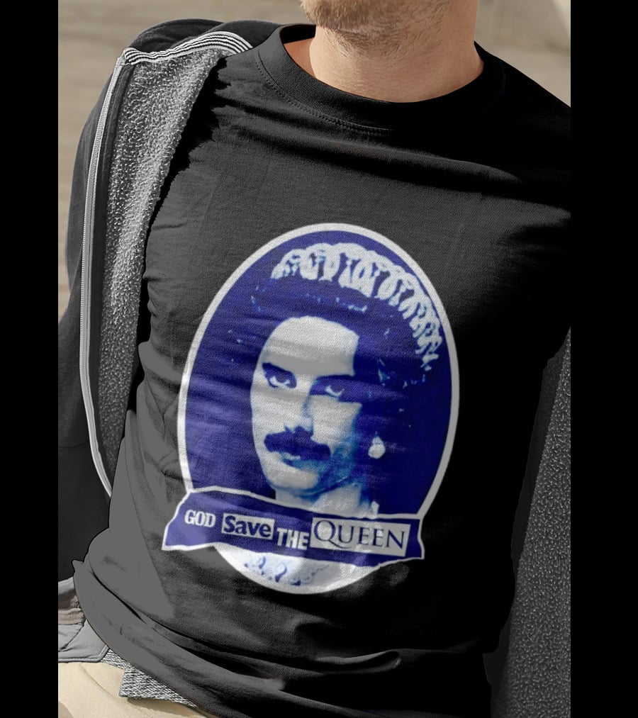 God Save The Queen Freddy Mercury Regal Punk Icon Sticker T-Shirt