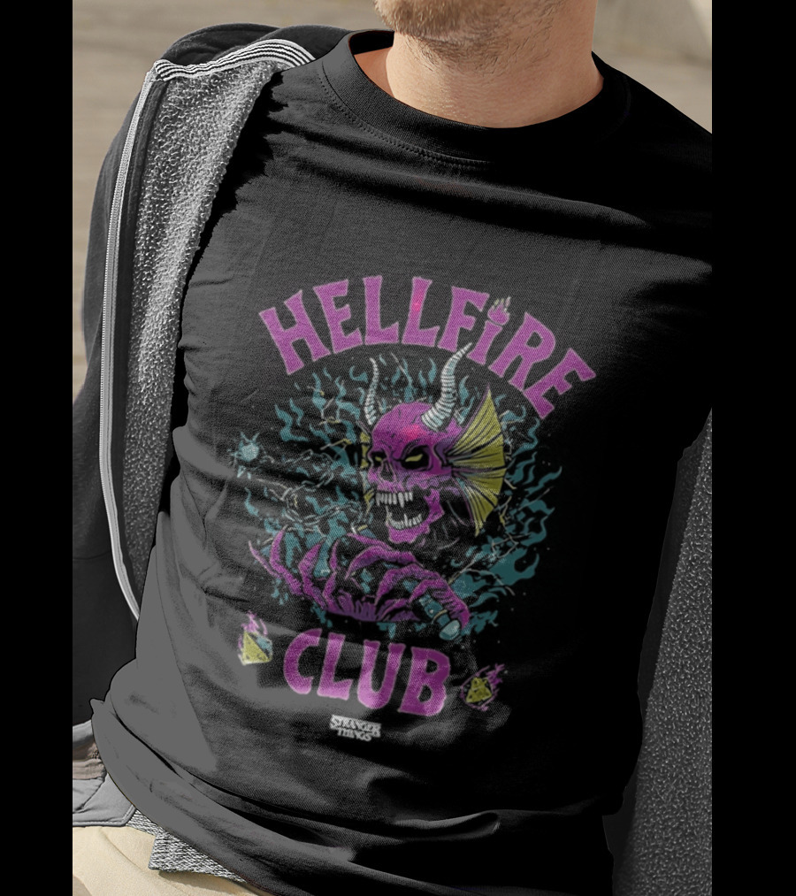 Hellfire Club Stranger Things Skull Sword Dice T-Shirt