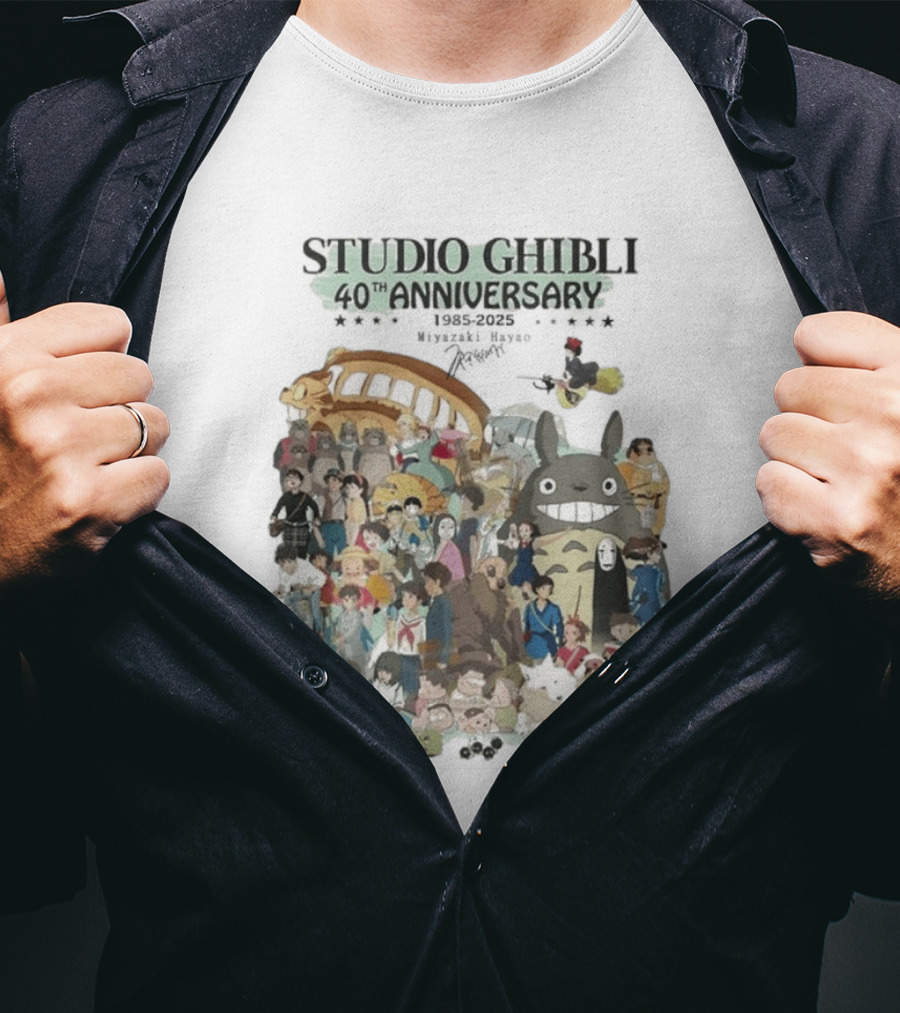 Studio Ghibli 40th Anniversary 1985 2025 Miyazaki Hayao Totoro Spirited Away Characters T-Shirt