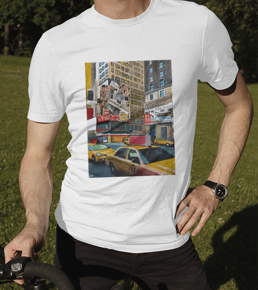 New York City Times Square Taxi Doubles Business British Flag T-Shirt