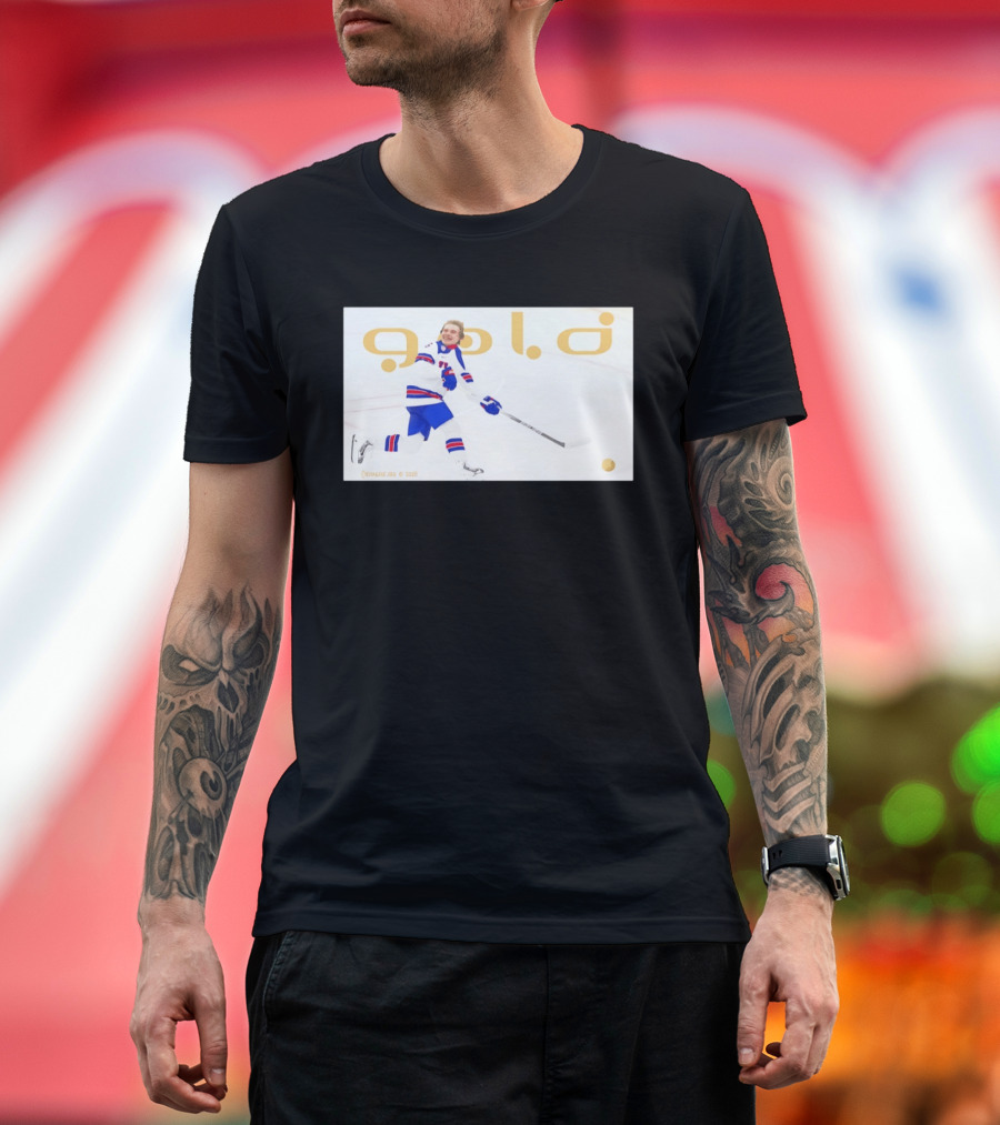 USA Hockey Jack Hughes Gold Medal 2026 Team Celebration T-Shirt