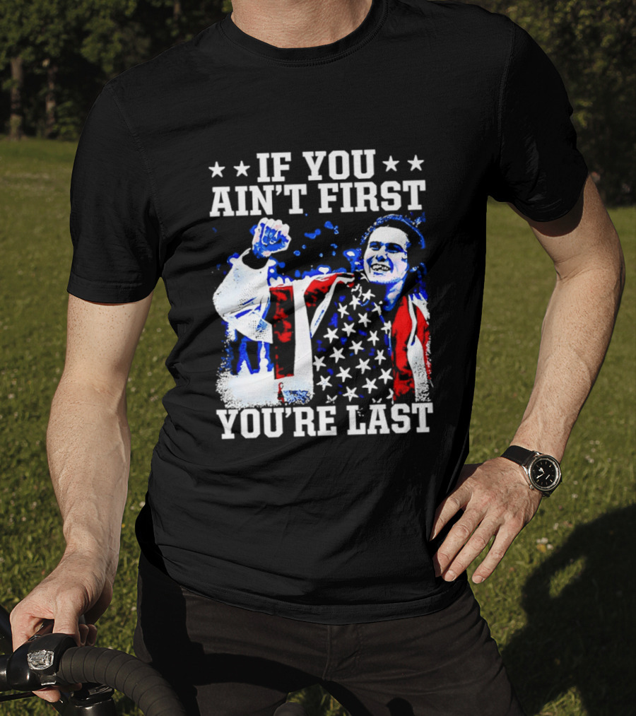 Jack Hughes If You Ain't First You're Last 2026 Winter Olympics USA Flag Victory T-Shirt