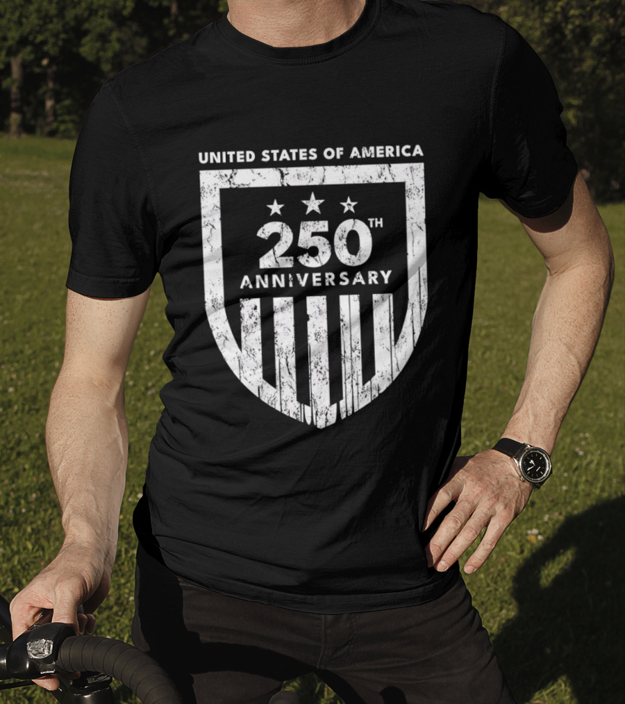 United States Of America 250th Anniversary Shield Stars Stripes T-Shirt